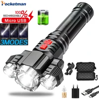 bright 3 modes led flashlight powerful outdoor camping lights usb rechargeable emergency light fishing torch night work lanterna