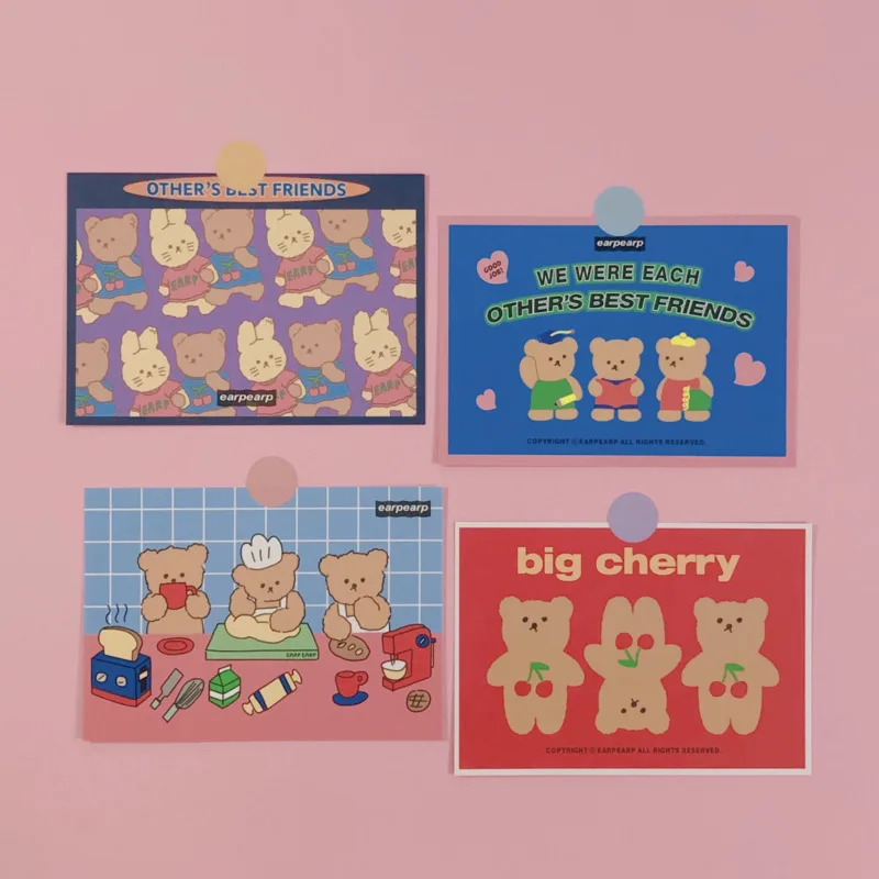 

Cartoon Bear Postcard Style Cards Kawaii Hand Account Decoration Handmade Sticker Cartoon Album Wall Sticker Photo Props Gift