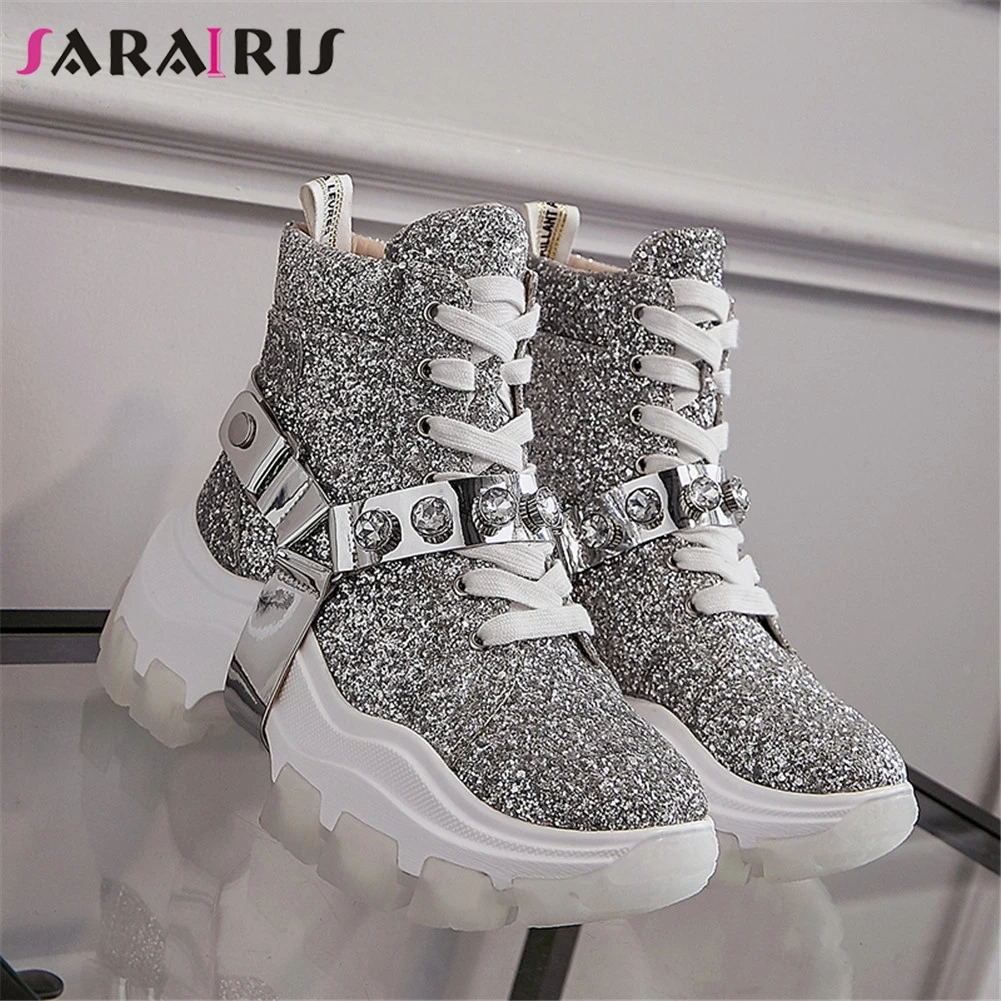 SARAIRIS/Новинка Роскошные брендовые Дизайнерские ботильоны женские на высокой