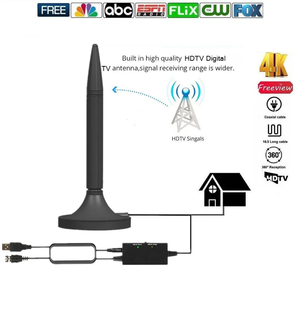 2000 миля 35db комнатная цифровая антенна с усилителем DVB-T2 DVB-t лиса спутниковая для