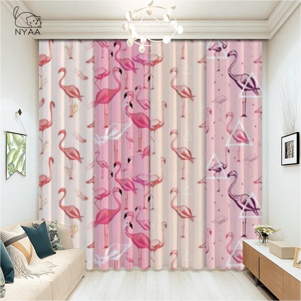 

Затемняющие шторы в скандинавском стиле, с изображением фламинго, для спальни, отеля, детская комната занавеса