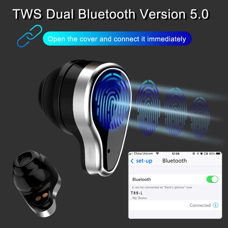 

T89 smart watch Bluetooth call heart rate blood pressure alarm clock reminder sports watches smart bracelet with earphone 2 in 1