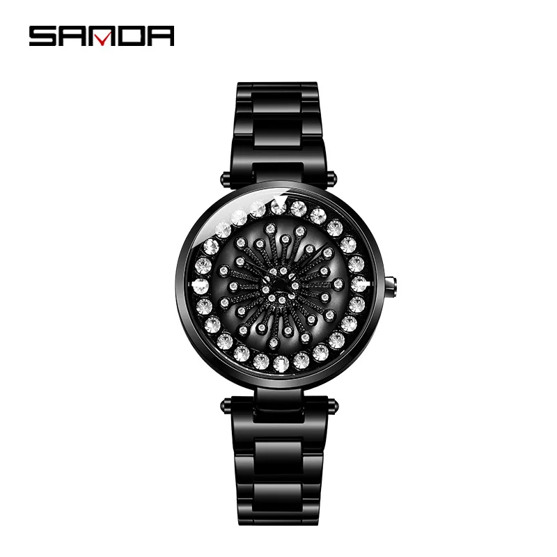Женские кварцевые часы SANDA спортивные водонепроницаемые со стразами на
