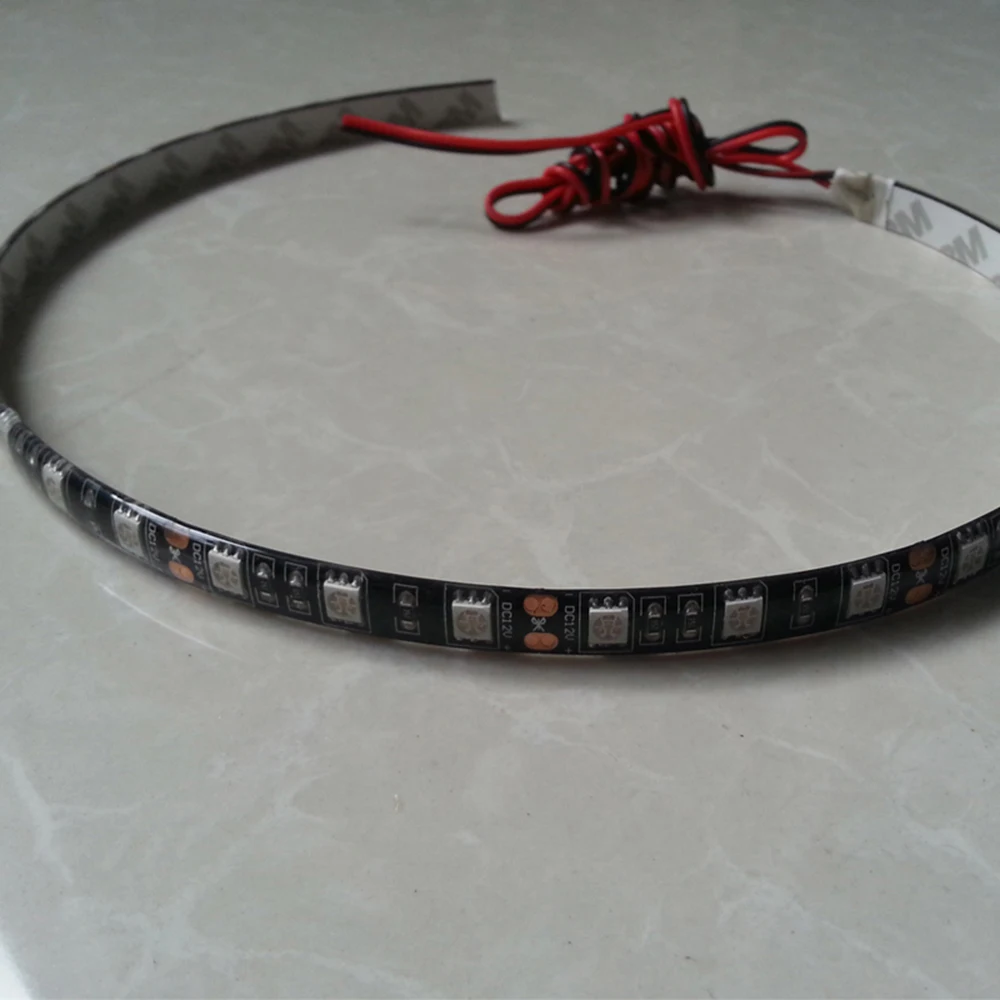 

DC 12V 18 LED 30cm 5050 SMD LED Strip Waterproof Flexible Fairy Night Tape Led Light Strip PCB Black for TV Background
