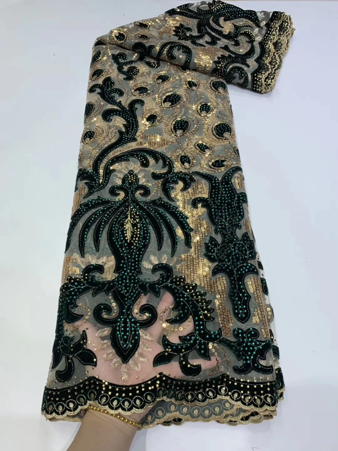 Новое прибытие Тяжелая вышивка Высокое качество африканская кружевная ткань