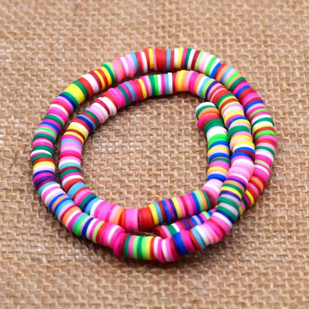 

6mm Flat Round Polymer Beads Bracelet Spacer Spacers Handmade DIY Jewelry Bracelet Beaded Accessories
