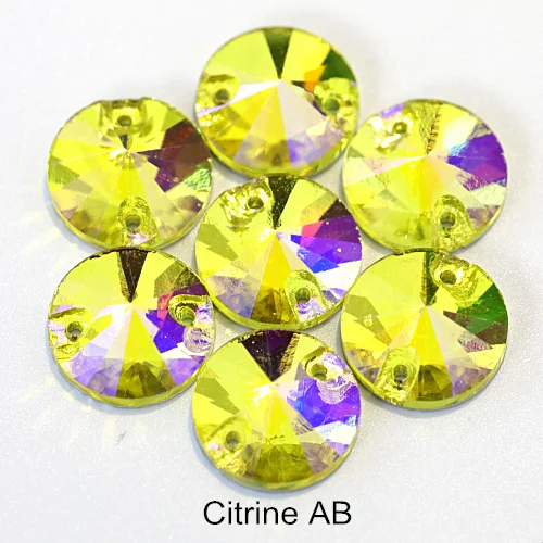 Citrine AB Красочные стразы круглые пришивные стразы с плоской задней стороной круглый стакан Rivoli стразы Украшения для свадебного платья E7050 - Цвет: Citrine AB