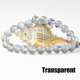 Transparent Русалка стекло кристалл браслеты из лунного камня многоцветный Матовый Сияющий Шарм с бусинами из камня браслет ручной работы подарки ювелирные изделия - Окраска металла: Transparent