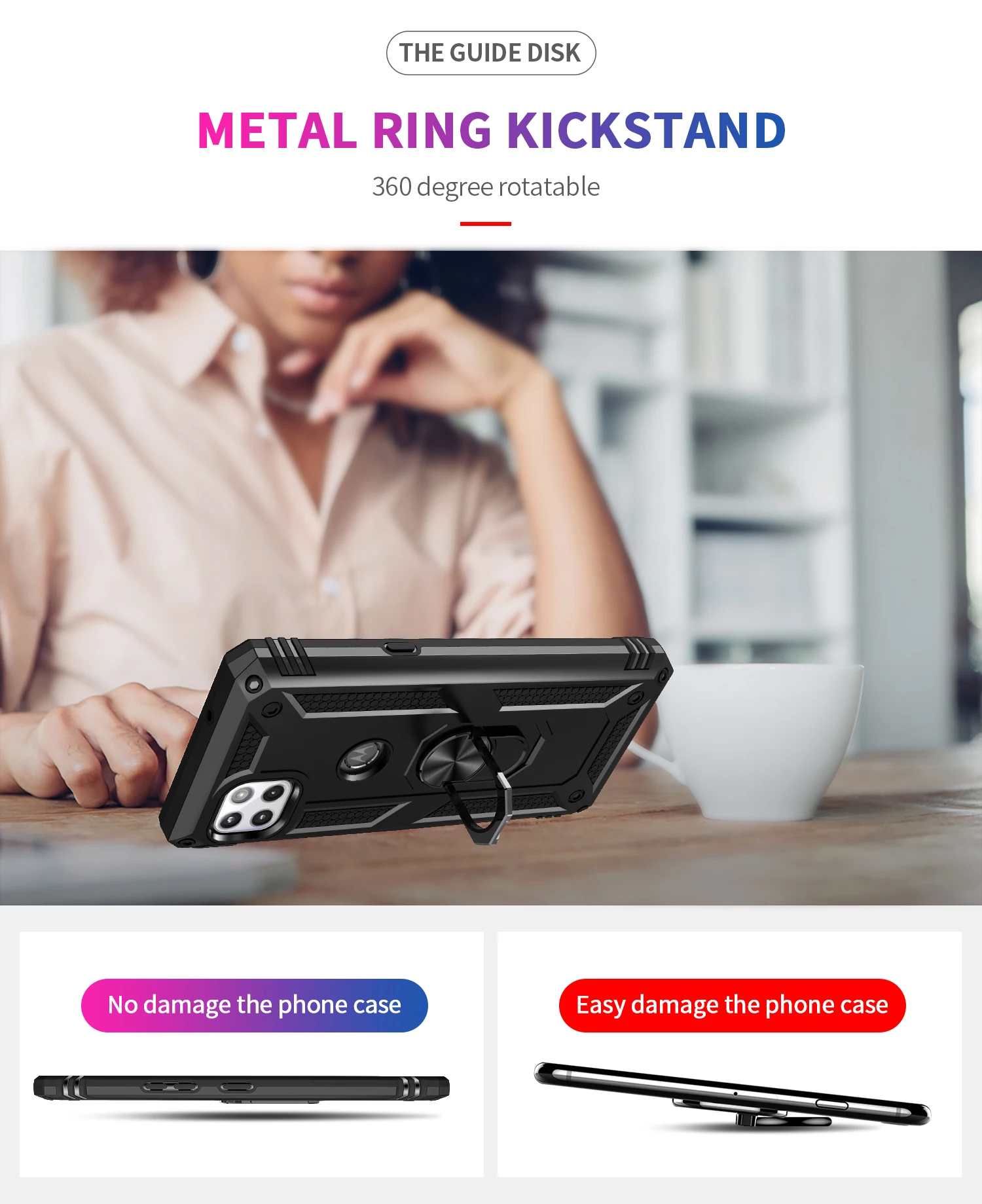 

Armor With Ring Phone Case For Motorola One 5G Ace Fusion Plus Hyper Action Vision P40 Pro Power Macro Zoom Kickstand Back Cover