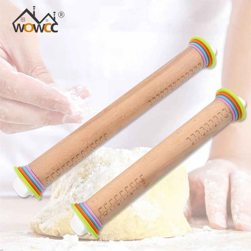 

Wooden Baking Stick Rolling Pin Fondant Paste Cake Roller Adjustable Multifunction Embossed Roller Mold Cake Decorating Tools
