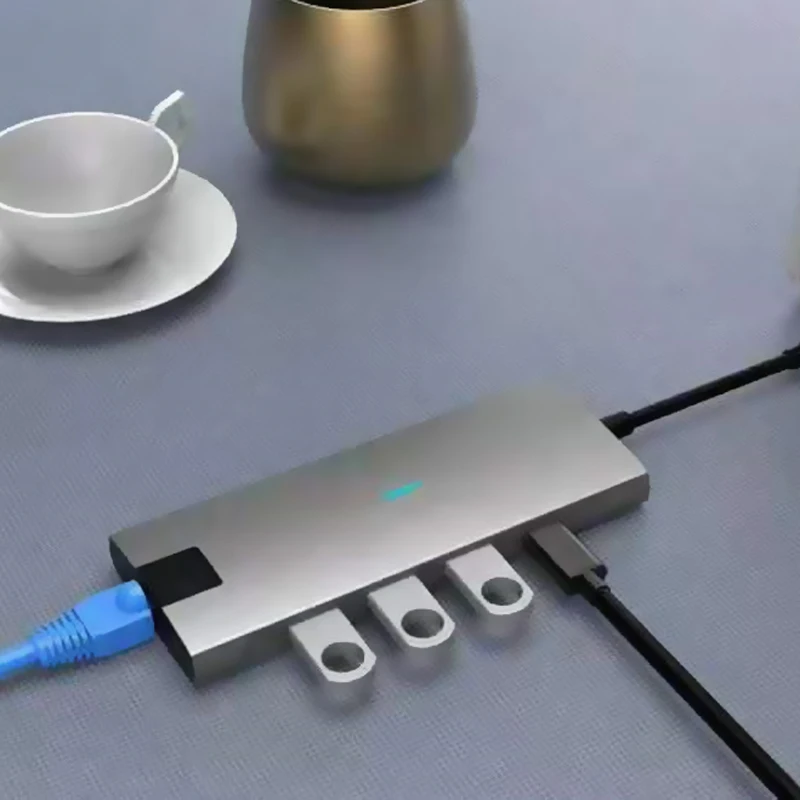 

USB C HUB 8 in 1 Aluminum Type adapter to HDMI-compatible minidp usb3.0 SD/TF CardReader RJ45 TYPE C for Charging usb c Hub