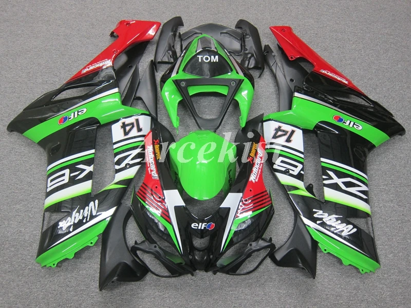 

Новинка из АБС-пластика для мотоцикла весь Обтекатели пригодный для Kawasaki Ninja ZX-6R 636 07 08 ZX6R 2007 2008 Кузов комплект красного и зеленого цвета