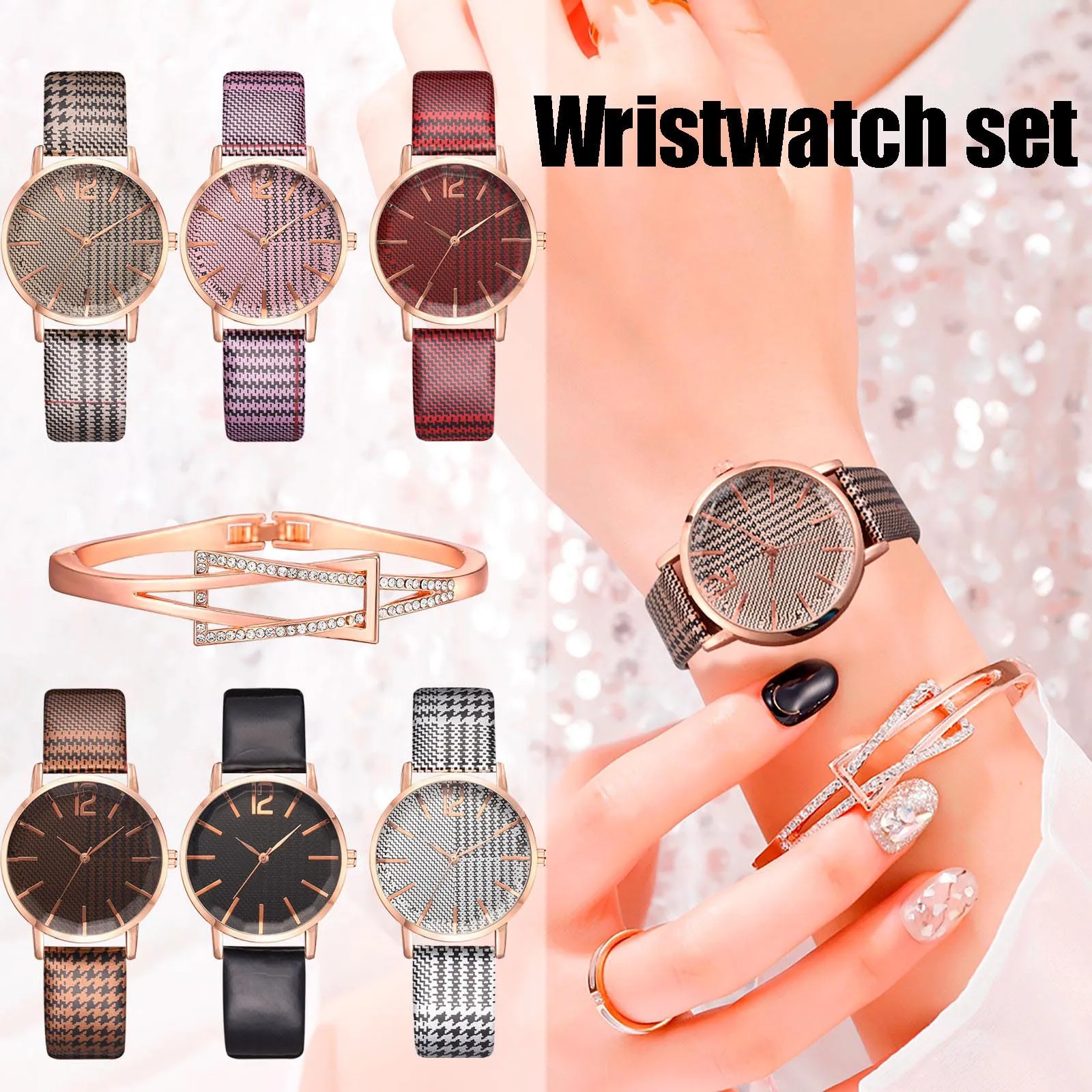 

Fashion Couple Watch Multicolor Valentine's Day Gift Bracelet Watch Set PU Polyurethane Band Wrist Watch women