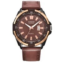 reloj hombre 1pc lot xinew 5538 brand watches mens fashion leather band business calendar vintage quartz clock montre homme