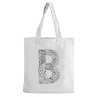 canvas bag alphabet picture print canvas bag casual white shoulder bag fashion tote bag environmentally friendly shopping bag