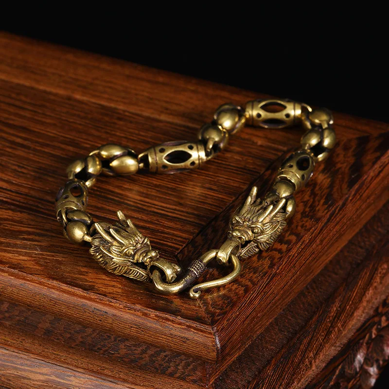 Винтажный латунный браслет с головой дракона в стиле панк хип-хоп Ювелирное