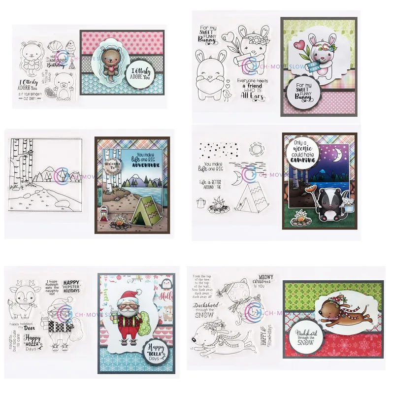 CH животные и цветы коллекция силиконовый штамп трафарет с тиснением для