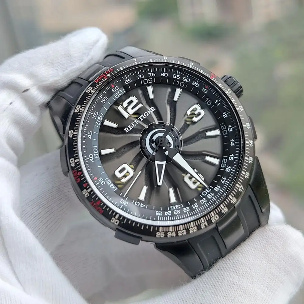 

New 2021 Reef Tiger/RT Men's Sport Automatic Watches Black Steel Military Watch Luminous Watch Waterproof Luxury Brand RGA3059