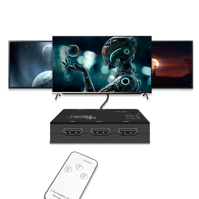 Коммутатор разветвитель 1080P 4K * 2K HDMI совместимый коммутационный блок 3 в 1 выход Ultra