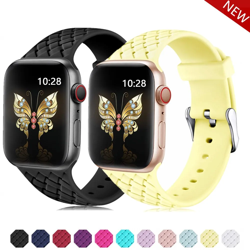 Плетеный силиконовый ремешок для apple watch 4 band 44 мм 40 мм iwatch band 42 мм 38 мм браслет ремешок для часов apple watch series 4 5 3 2 1