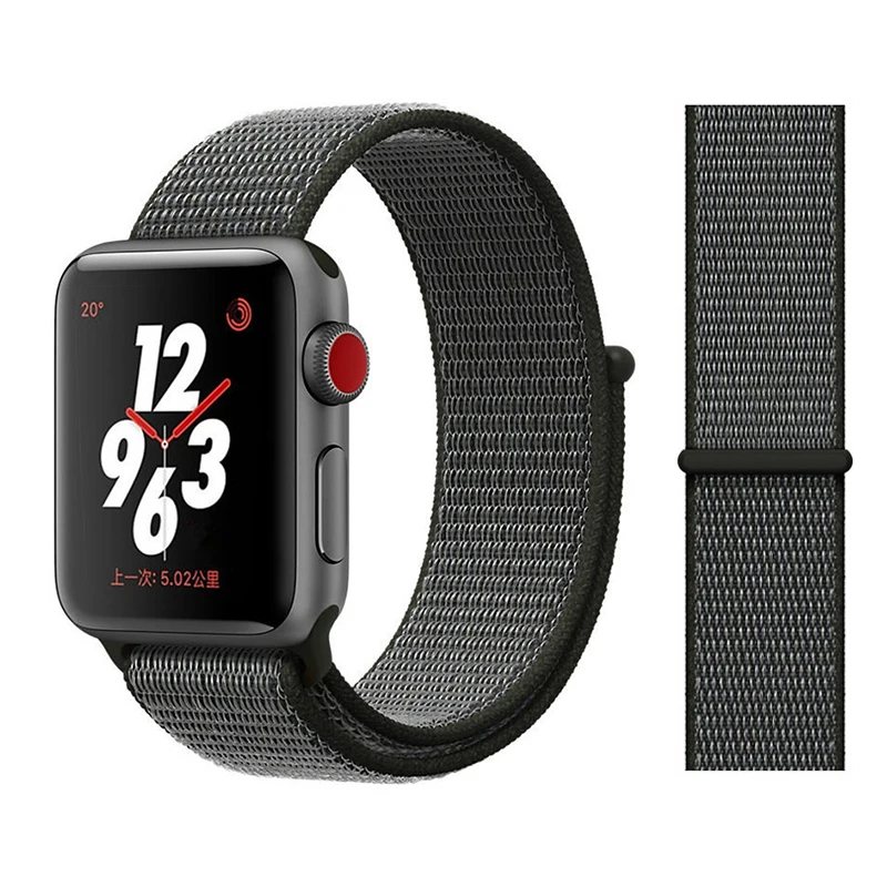 Нейлоновый ремешок для apple watch группа 4/5 44 мм/40 мм, correa apple watch 3 42 мм/38 мм iwatch серии 5/4/3/2 разноцветный коннектор ремешок для часов - Цвет ремешка: Dark olive