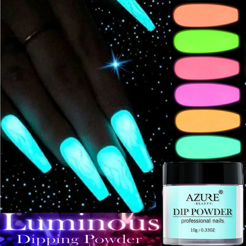 Azure beauty 6 шт./лот светящийся порошковый флуоресцентный эффект в темноте пудра для