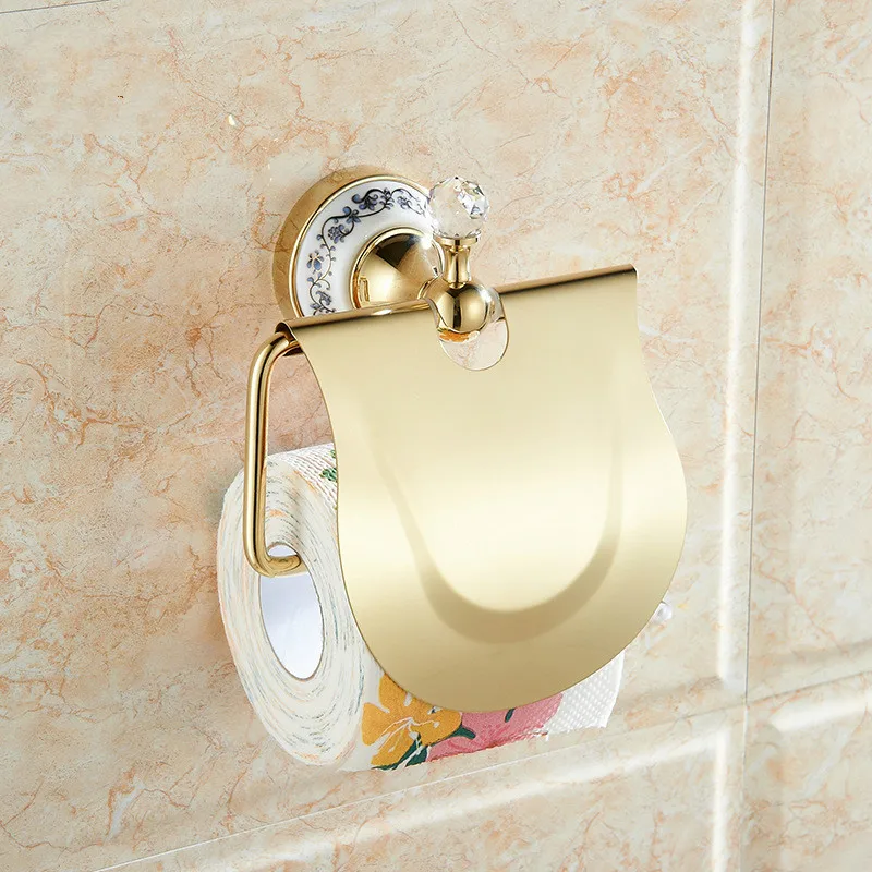 zgrk bathroom set accessories wall mount paper roll holder toilet gold ceramic towel holder tissue box luxury bathroom set free global shipping