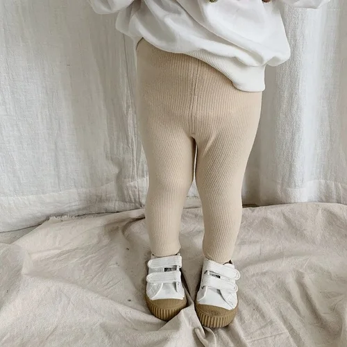 beige Весна-лето г., универсальные трикотажные леггинсы для мальчиков и девочек, эластичные дышащие леггинсы для малышей эластичная резинка на талии - Цвет: beige
