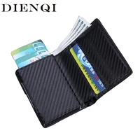 dienqi rfid high quality men wallets small thin trifold leather wallet male money bag 2020 vallet black coin purse drop shipping