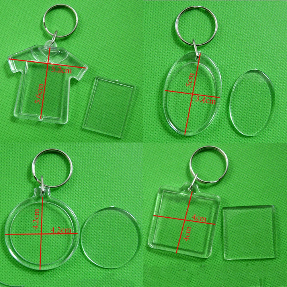 Fashion Acrylic Insert Photo Picture Frame Keyrings Rectangle Transparent Blank Keychain DIY Split Ring Key Chain Gift | Украшения и