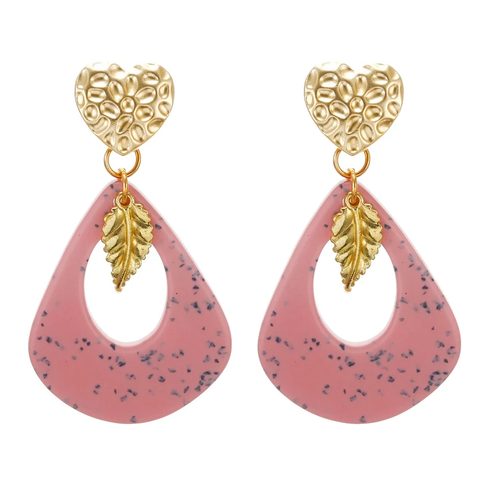 PINK Женские массивные висячие серьги в тон, корейские акриловые Висячие висячие серьги-подвески, Женские Ювелирные изделия NR203 - Окраска металла: PINK