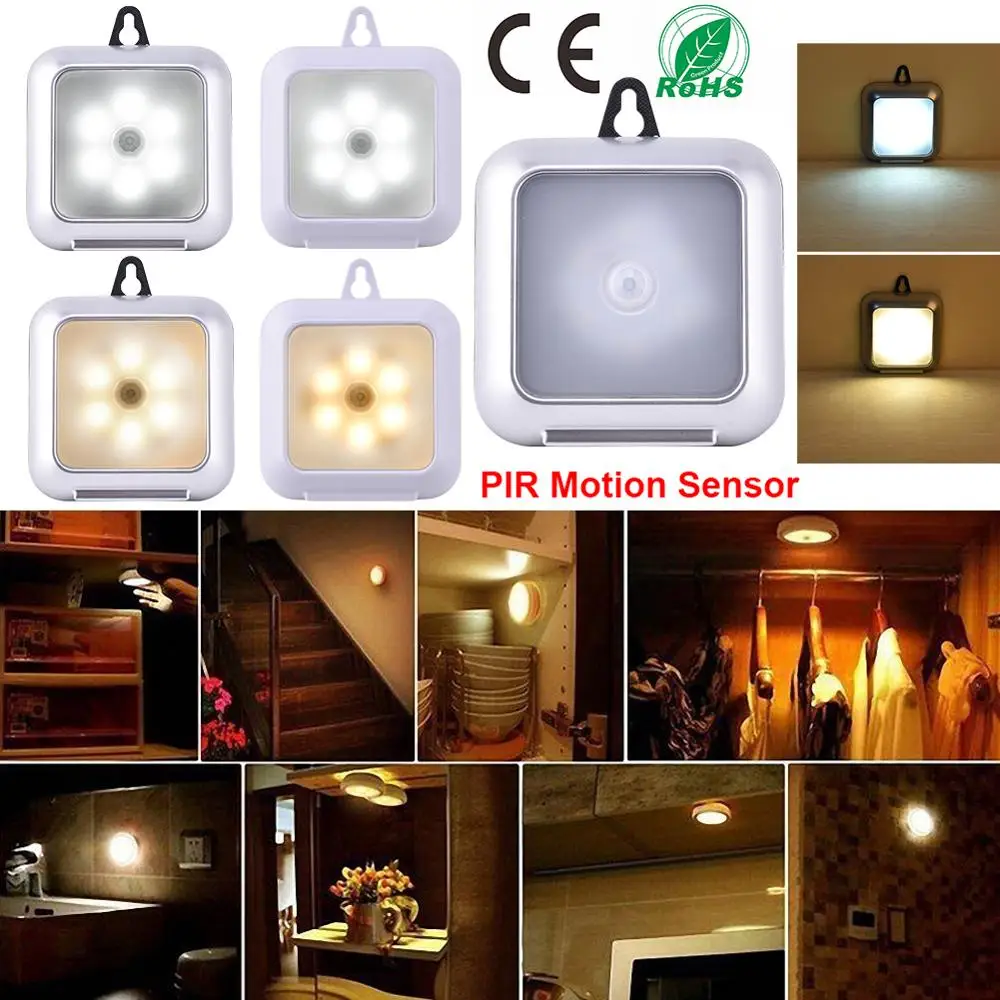 Супертонкий светодиодный ночник с пассивным инфракрасным датчиком движения 6