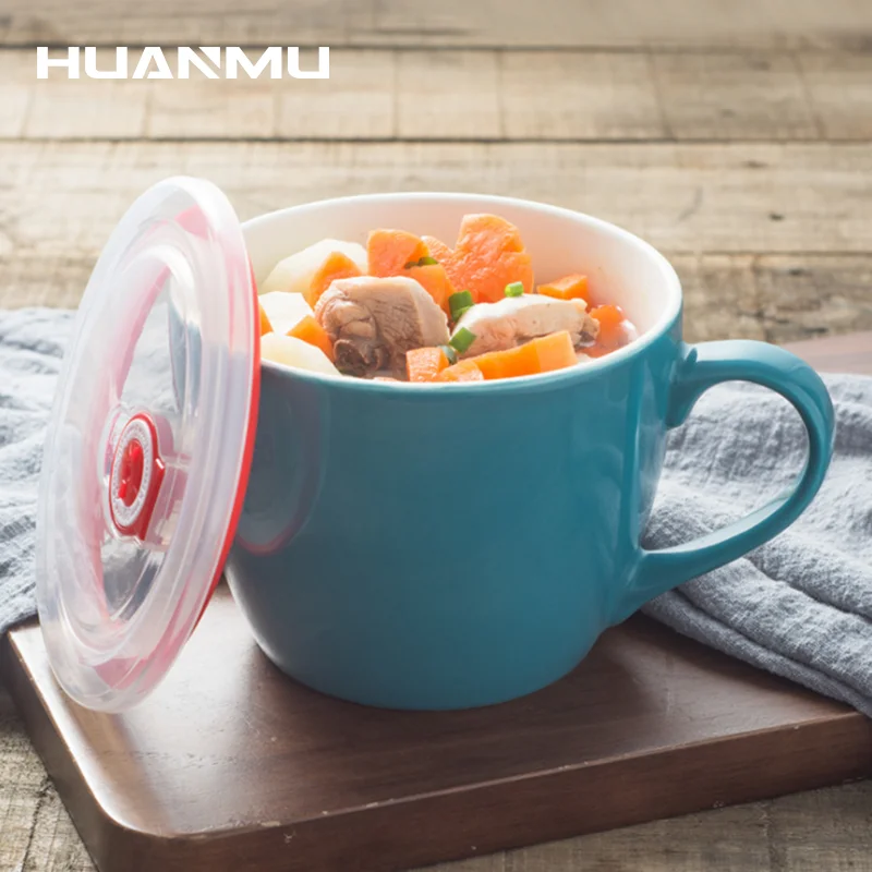 900 мл японская фотография с крышкой чашка для завтрака студенческое общежитие