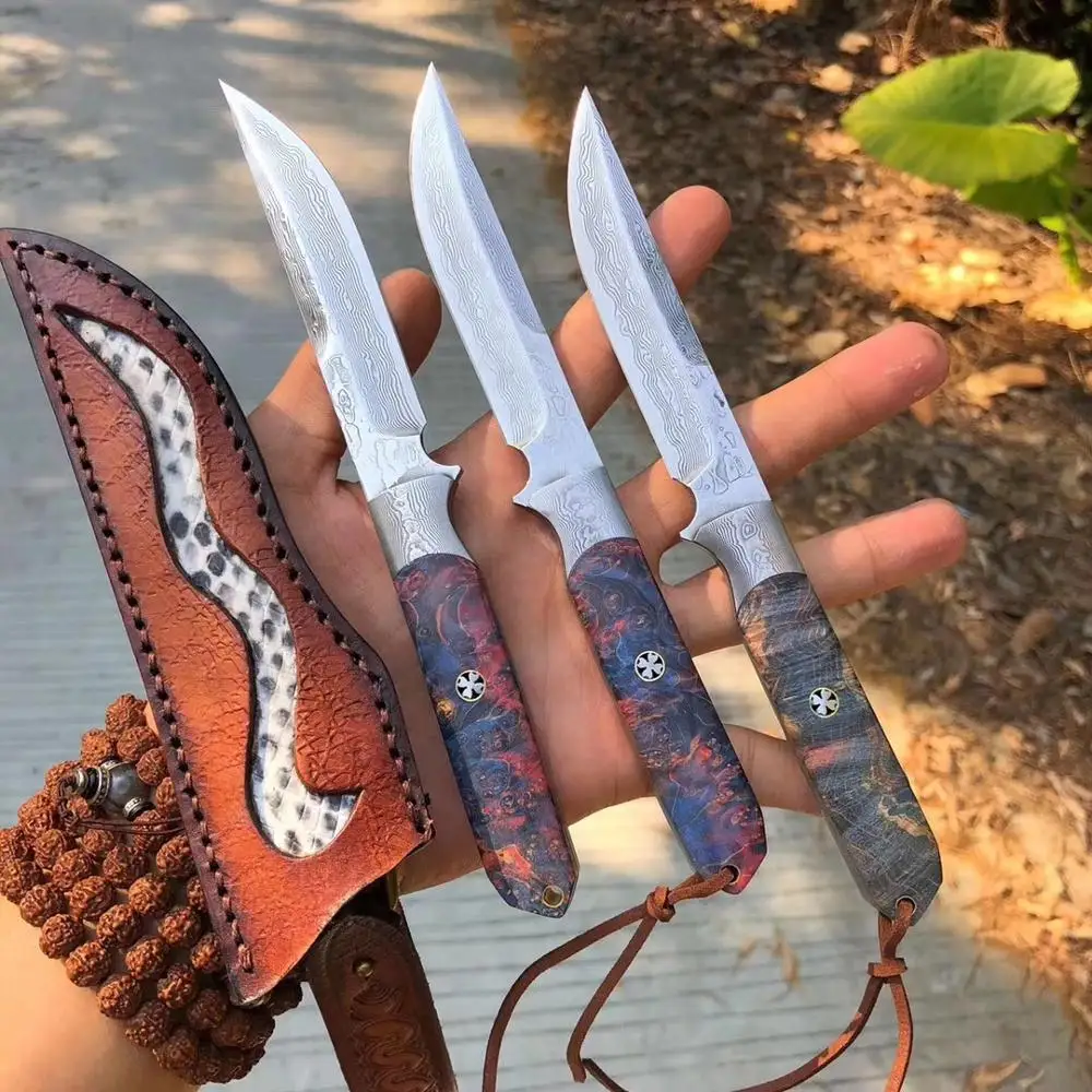 Мини Дамасские Ножи для кемпинга охотничьи ножи из дамасской стали выживания