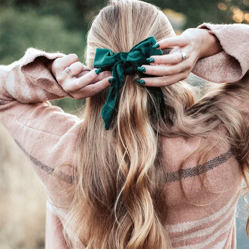 

1Pc Hair Ropes Hair Band Velvet Scrunchies Elastic Bow Girls Hair Ties Women Sweet Women Headband Valentine's Day Present