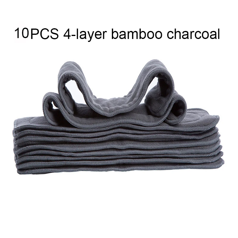 

10PCS Reusable Bamboo Charcoal Insert Baby Cloth Diaper Mat Nappy Inserts Changing Liners 3-layer Microfiber 4 Layers Insert