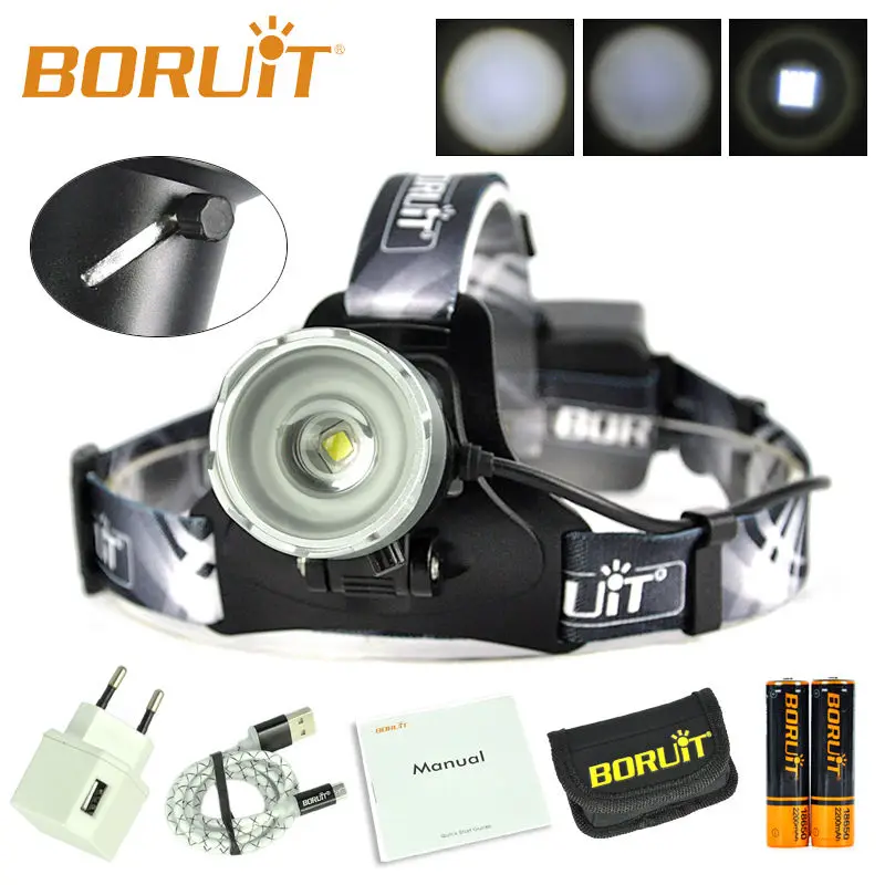Головной Светодиодный фонарь BORUiT B13 Cree XMl L2 аккумуляторная лампа для кемпинга