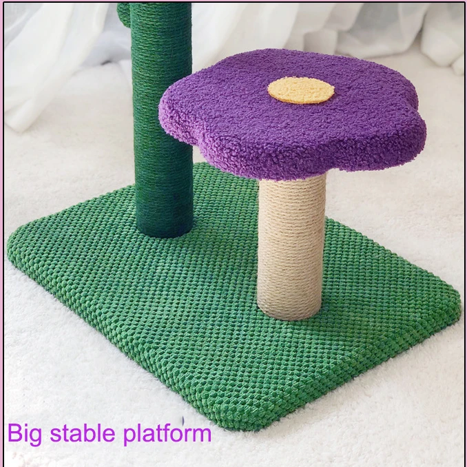 Стабильный Зеленый Кактус кошка дерево для скалолазания цветочный вельветовый