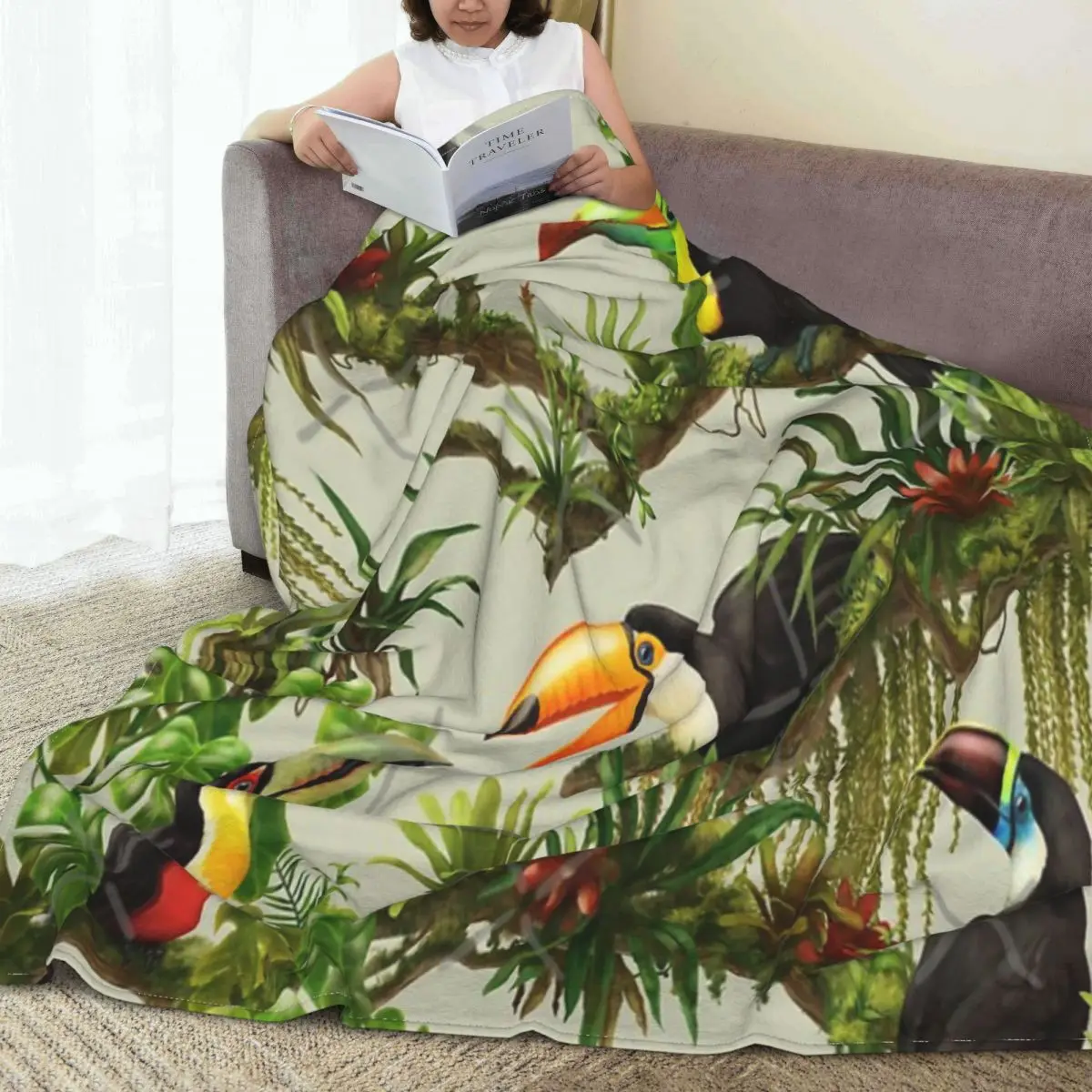

Парусиновое одеяло Toucan и Bromeliads, покрывало на кровать, плед, пододеяльники, пляжное одеяло, одеяло для новорожденных