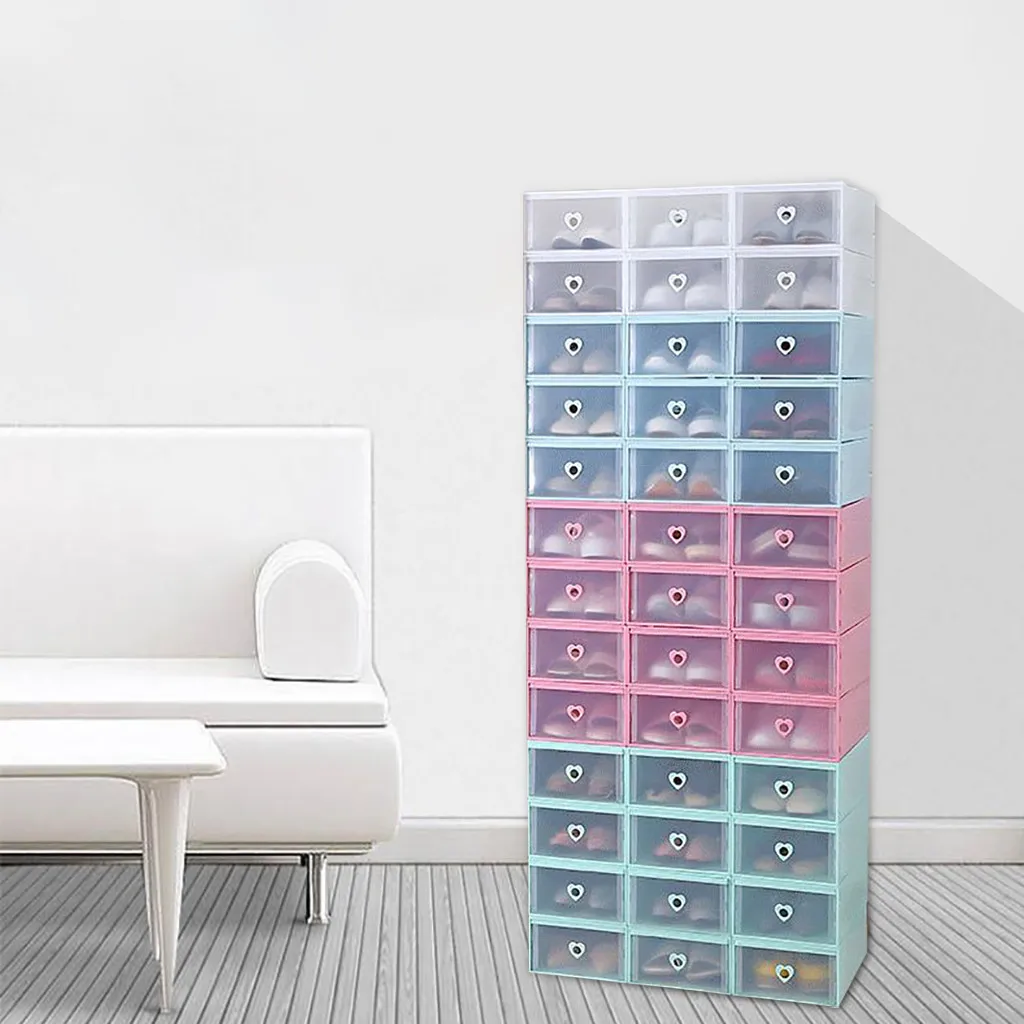 Складная коробка для хранения обуви пластиковый прозрачный чехол Штабелируемый