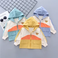 kids jacket spring and autumn period boys cartoon pattern with a hat collar coat windbreaker kids jackets for boys baby