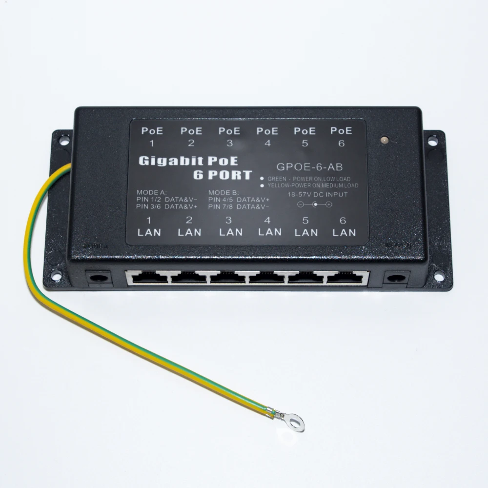 Пассивное настенное крепление 6 портовый гигабитный источник питания через Ethernet