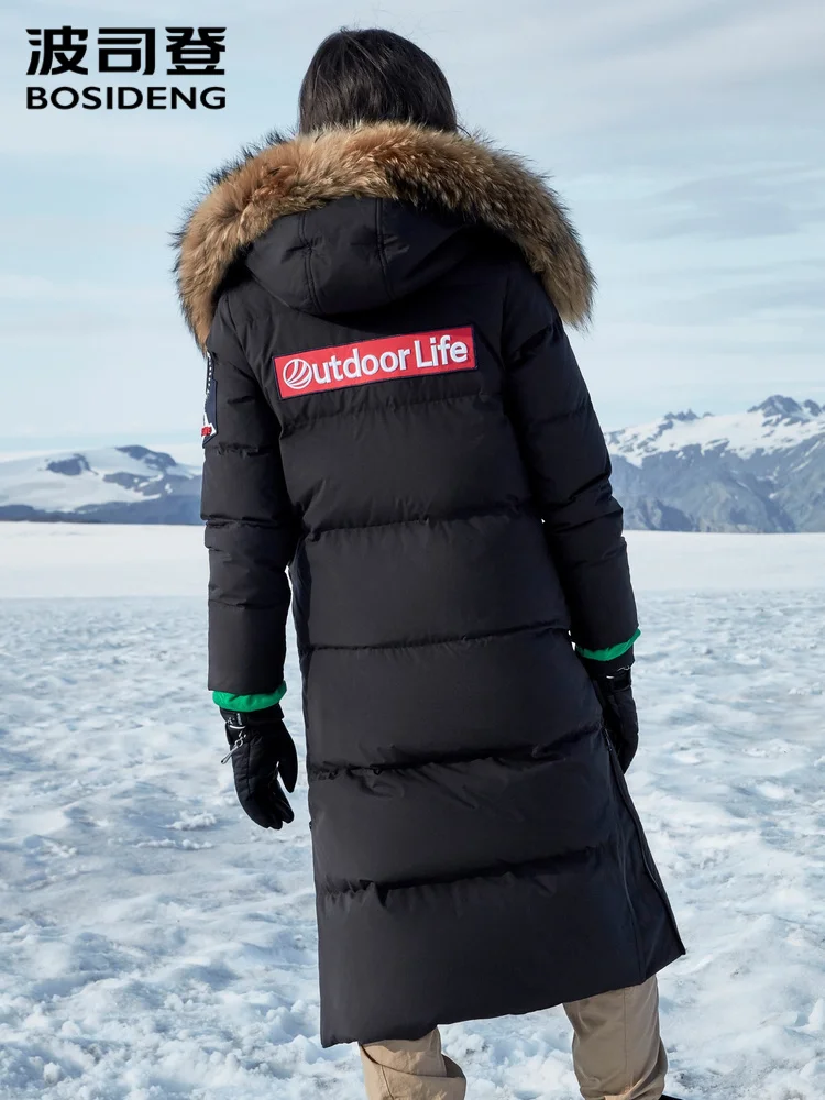 BOSIDENG Новая женская зимняя куртка с большим воротником из натурального меха