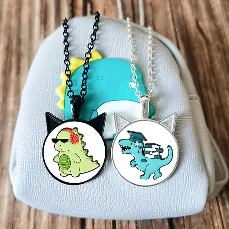 Ожерелье с мультяшным музыкальным динозавром детская модная Милая книга