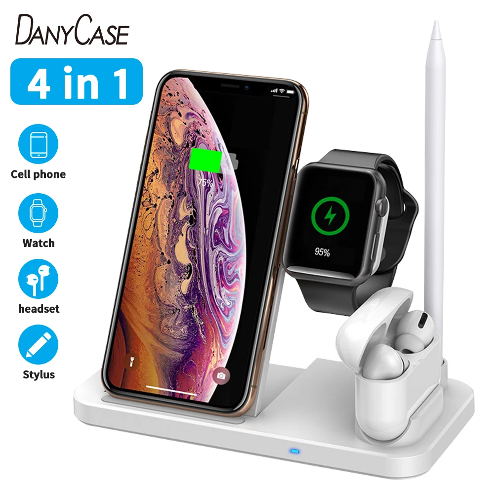 

4 in 1 Wireless Charger Station Qi Fast Charging Stand for iPhone 12 11 X XS XR XS Max X 8 For Apple Watch 6 5 4 3 2 Airpods Pro