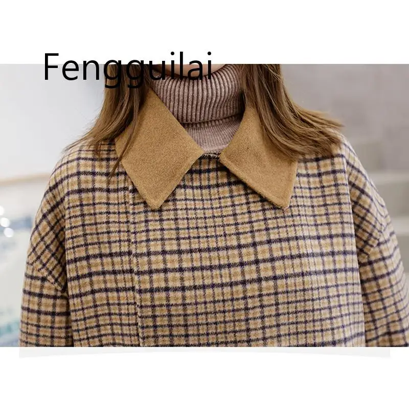 

FENGGUILAI Long Sleeve Winter Wool Coat Women Europe Style Large Size Casaco Feminino Ladies Autumn New Slim Long Woolen Coats