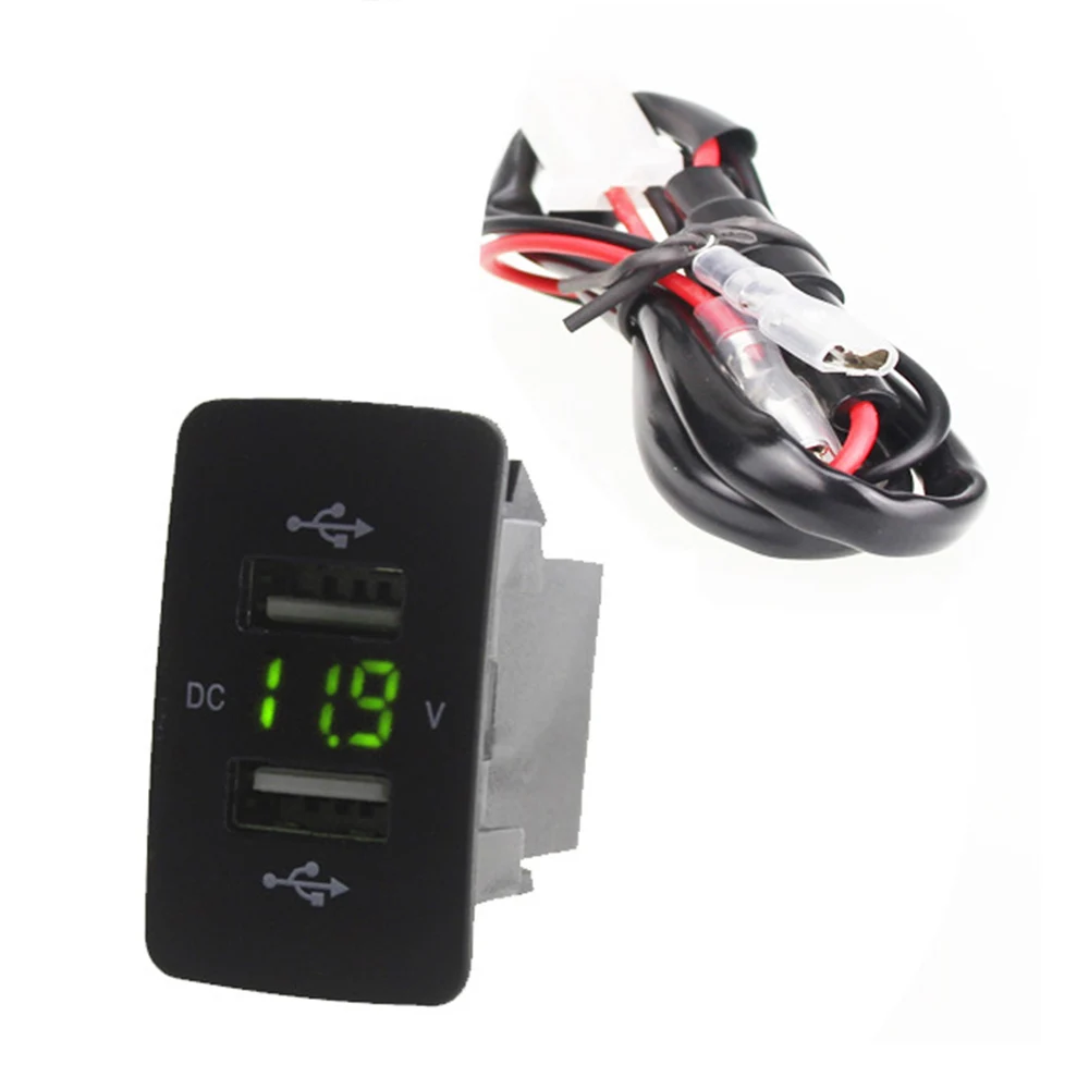 

12V 24V 4.2A Dual USB Car Charger Auto Charging Adapter LED Voltmeter Display Socket for Honda Green Light Car accessories