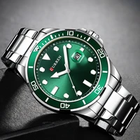 curren watch men business elegant mens quartz wristwatches green clock male stainless steel strap with calendar reloj hombre