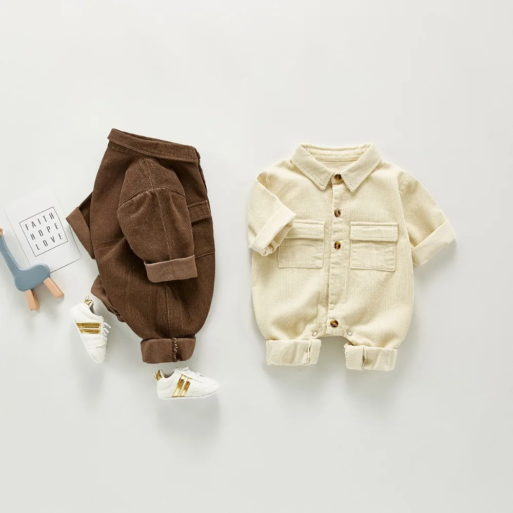 

New Newborn Boys Girls Corduroy Jumpsuits Clothes Spring Autumn Baby Boys Girls Rompers Long Sleeve Children Rompers 0-3Yrs