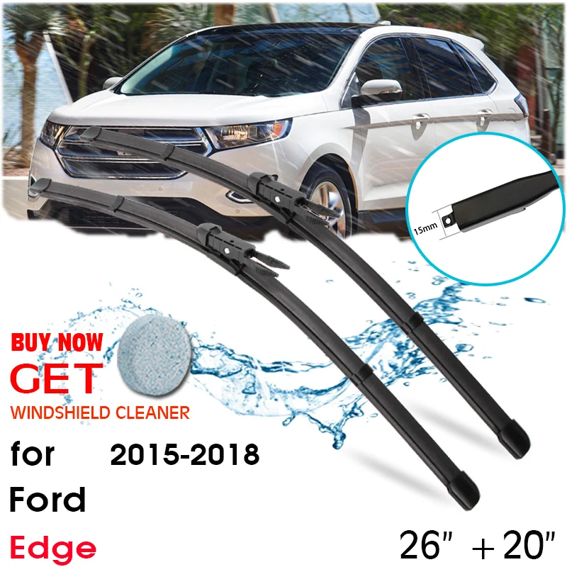 

Car Wiper Blade Front Window Windshield Rubber Silicon Refill Wiper For Ford Edge 2015-2018 LHD / RHD 26"+20" Car Accessories